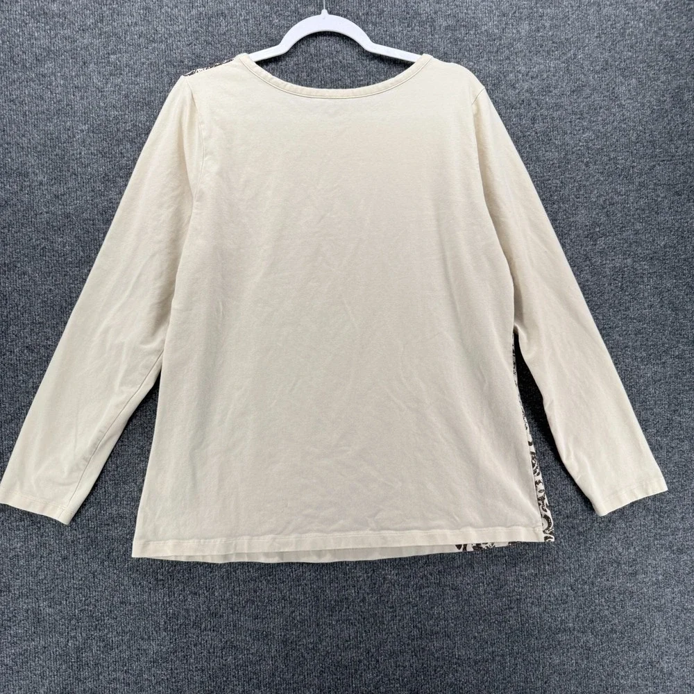 Acacia Top Women XL Cream Cross Graphic Round New Long Sleeve Y2K Casual